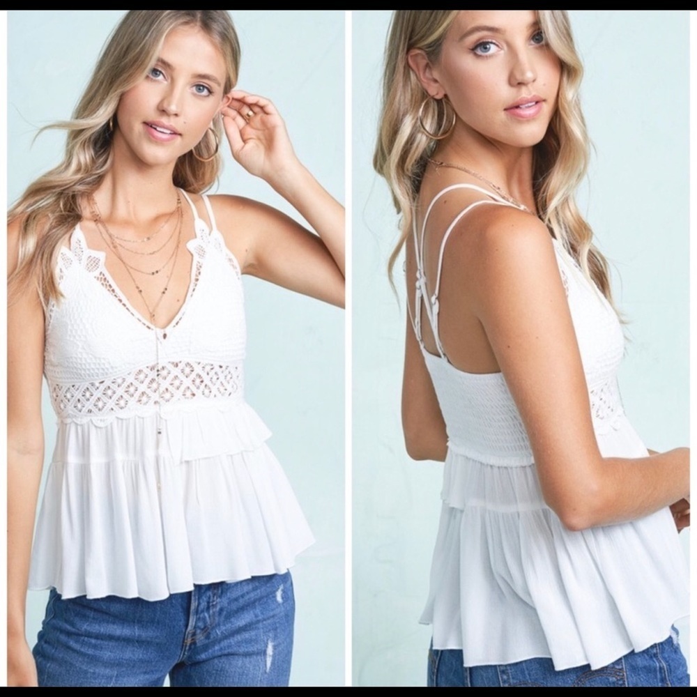 THE DARLING Lace Bralette Ruffle Top